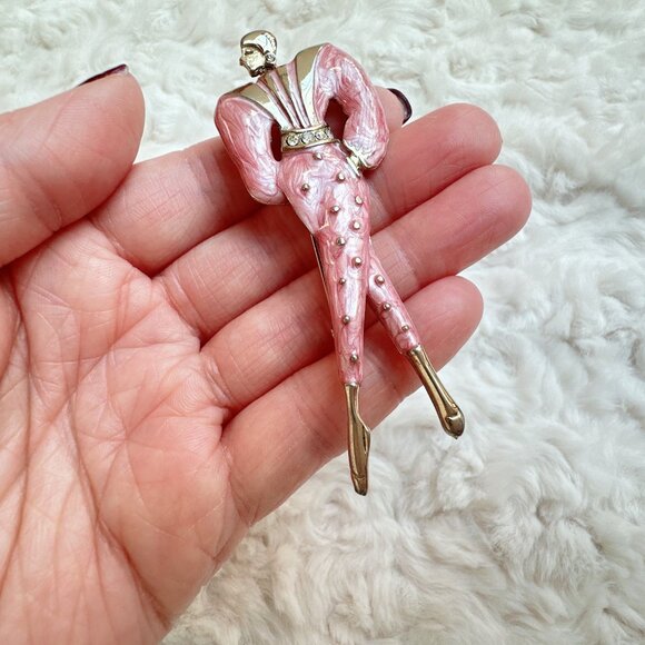 Vintage Art Deco Lady Pink Brooch - Picture 5 of 7